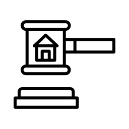 Property law icon representing real estate litigation, conveyancing services, housing disputes, and legal foreclosure.